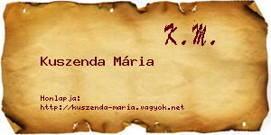 Kuszenda Mária névjegykártya